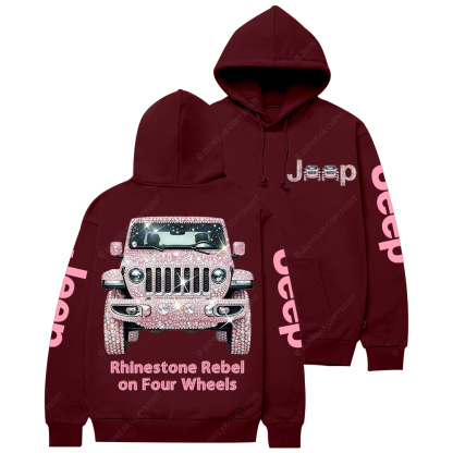 Pink Bling Sparkle Rhinestone Car Glam Girl Jp Casual Hoodie