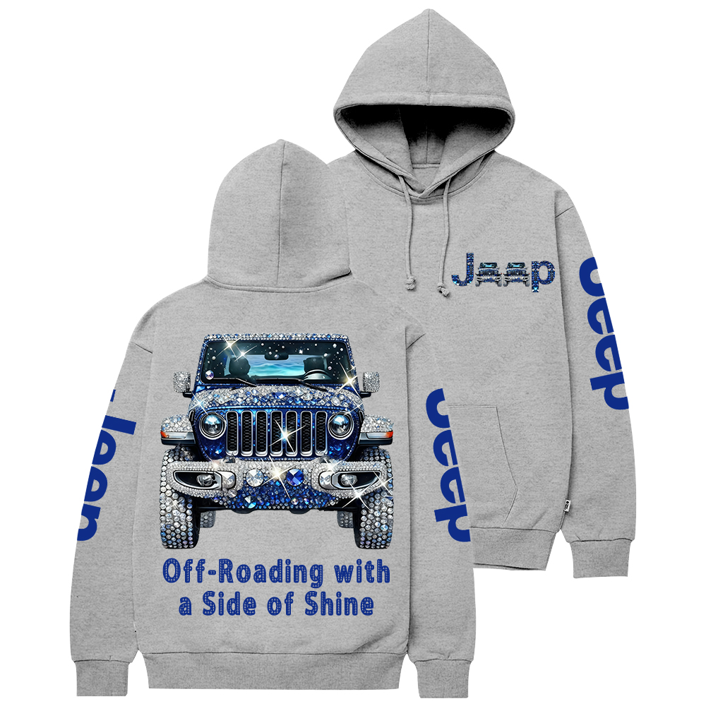 Blue Bling Sparkle Rhinestone Car Glam Girl Jp Casual Hoodie
