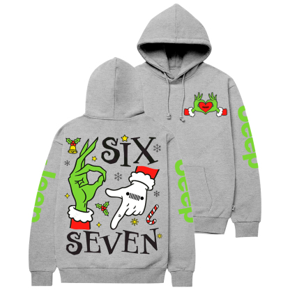 Six Seven Christmas Slang Xmas Meme Funny Number Jp Casual Hoodie