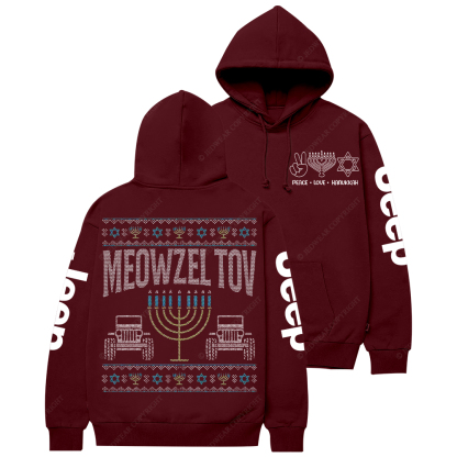 Religion Judaism Happy Hannukah Jewish Cat Ugly Christmas Chanukah Jp Casual Hoodie