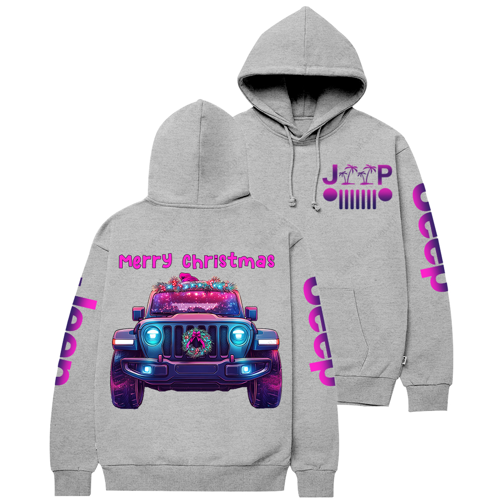 Colorful Merry Christmas Car Jp Casual Hoodie