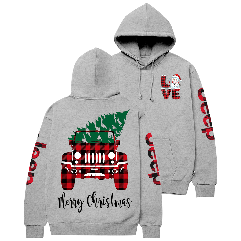 Merry Christmas Tree Red And Black Plaid Jp Casual Hoodie