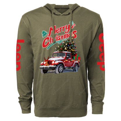 Merry Christmas Elk Gladiator Jp Oversized Lightweight Hoodie   