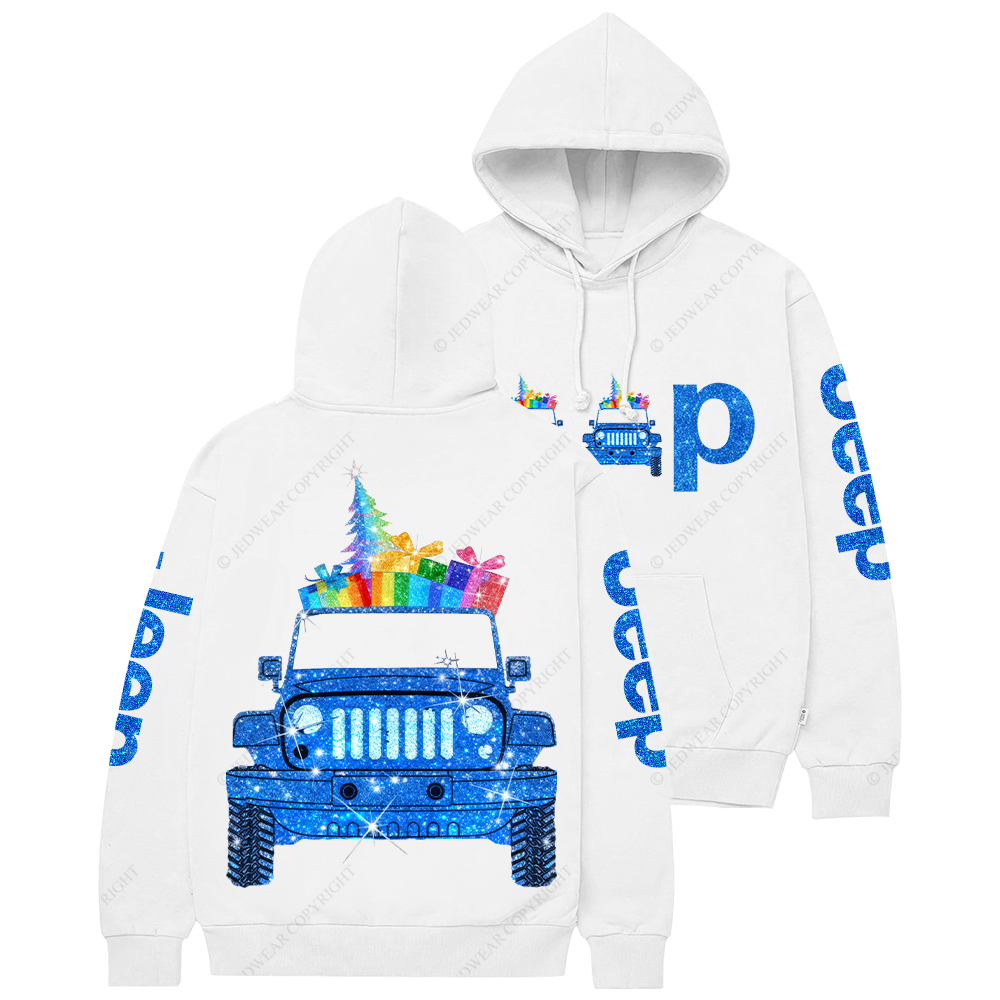 Merry Christmas Blue Bling Car Jp Casual Hoodie