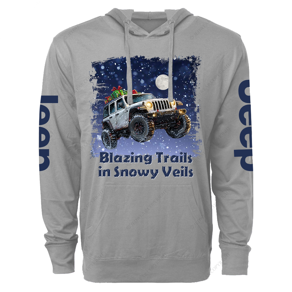 Blazing Trails In Snowy Veils Merry Christmas Jp Oversized Lightweight Hoodie   