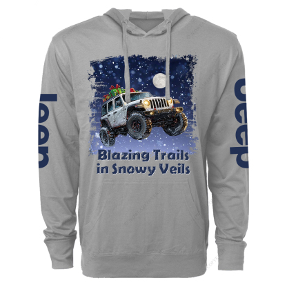 Blazing Trails In Snowy Veils Merry Christmas Jp Oversized Lightweight Hoodie   