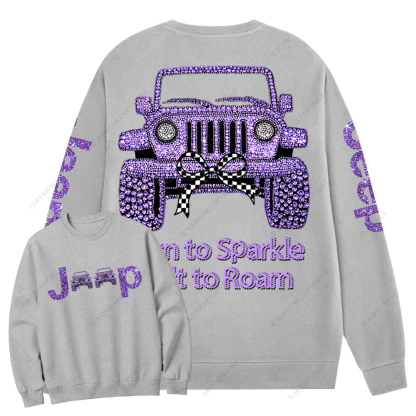 Girl Purple Car Bling Bling Jp Crew Neck Sweatshirt