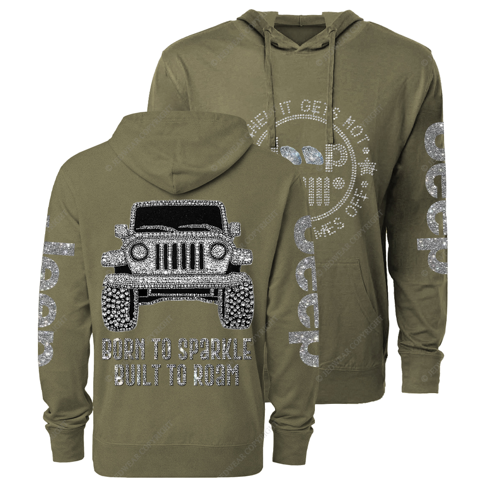 Bling Car Born To Sparkle Built To Roam Jp Oversized Lightweight Hoodie   