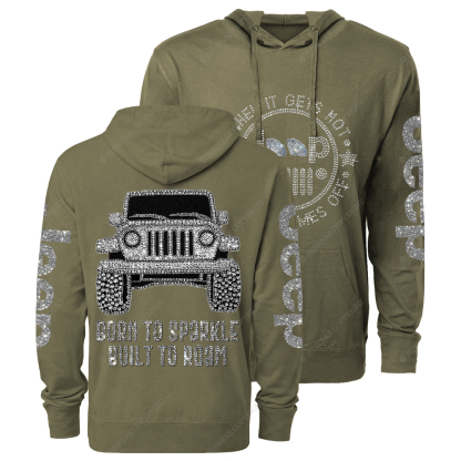 Bling Car Born To Sparkle Built To Roam Jp Oversized Lightweight Hoodie   