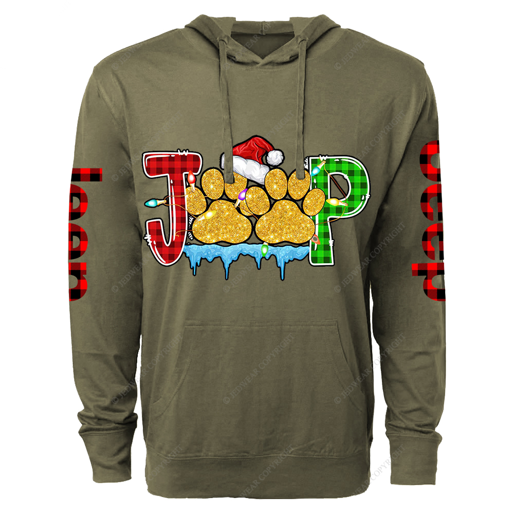 Dog Paws Merry Christmas Jp Oversized Lightweight Hoodie   