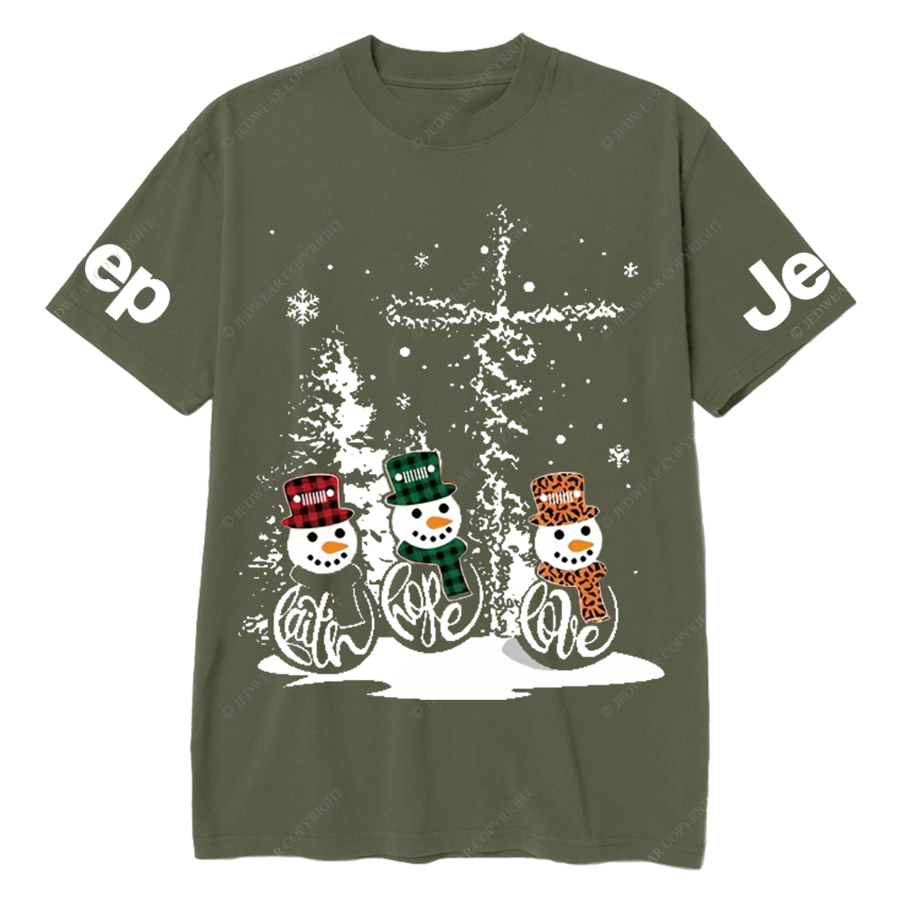 Religion Jesus Cross Snowman Jp T-Shirt