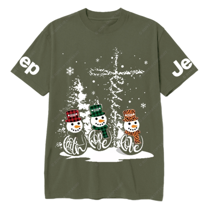 Religion Jesus Cross Snowman Jp T-Shirt