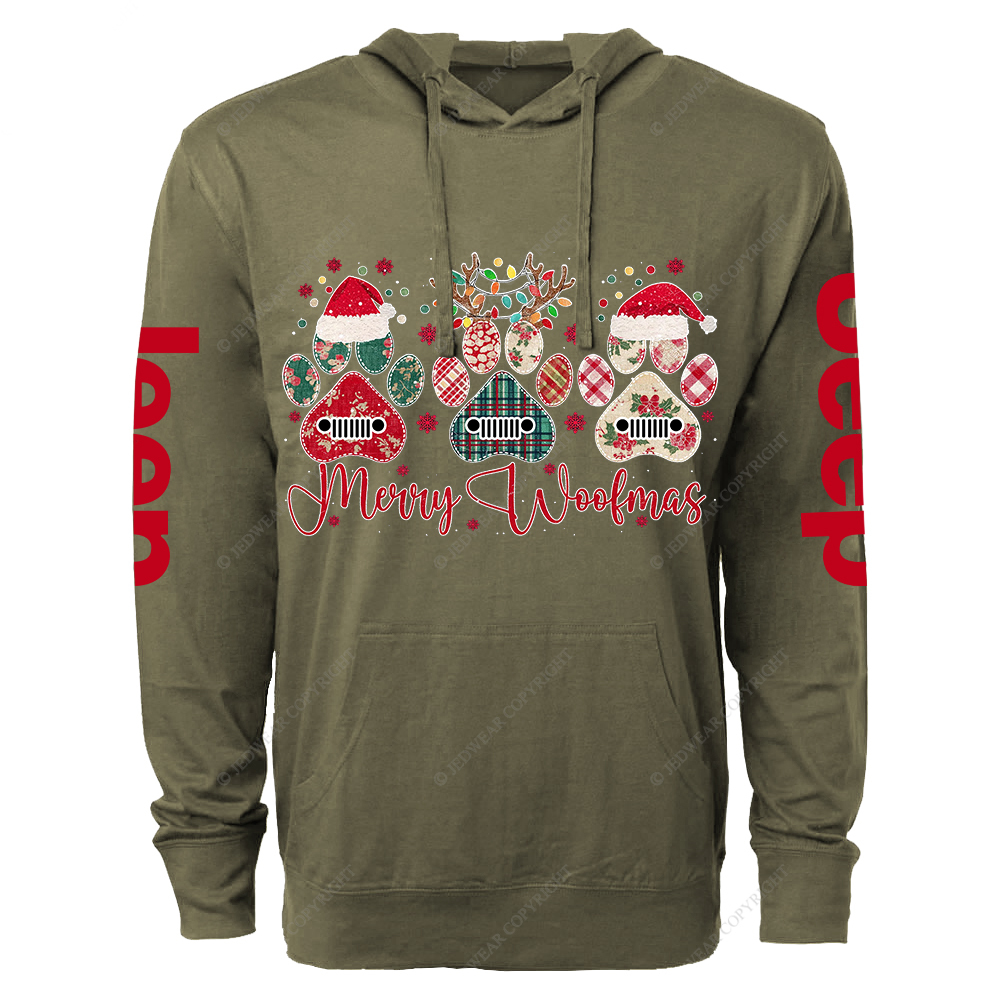 Retro Merry Woofmas Dog Paw Jp Oversized Lightweight Hoodie   