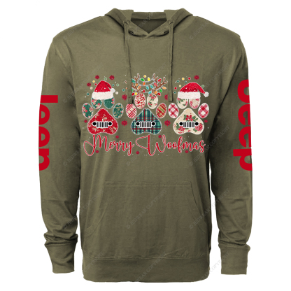 Retro Merry Woofmas Dog Paw Jp Oversized Lightweight Hoodie   