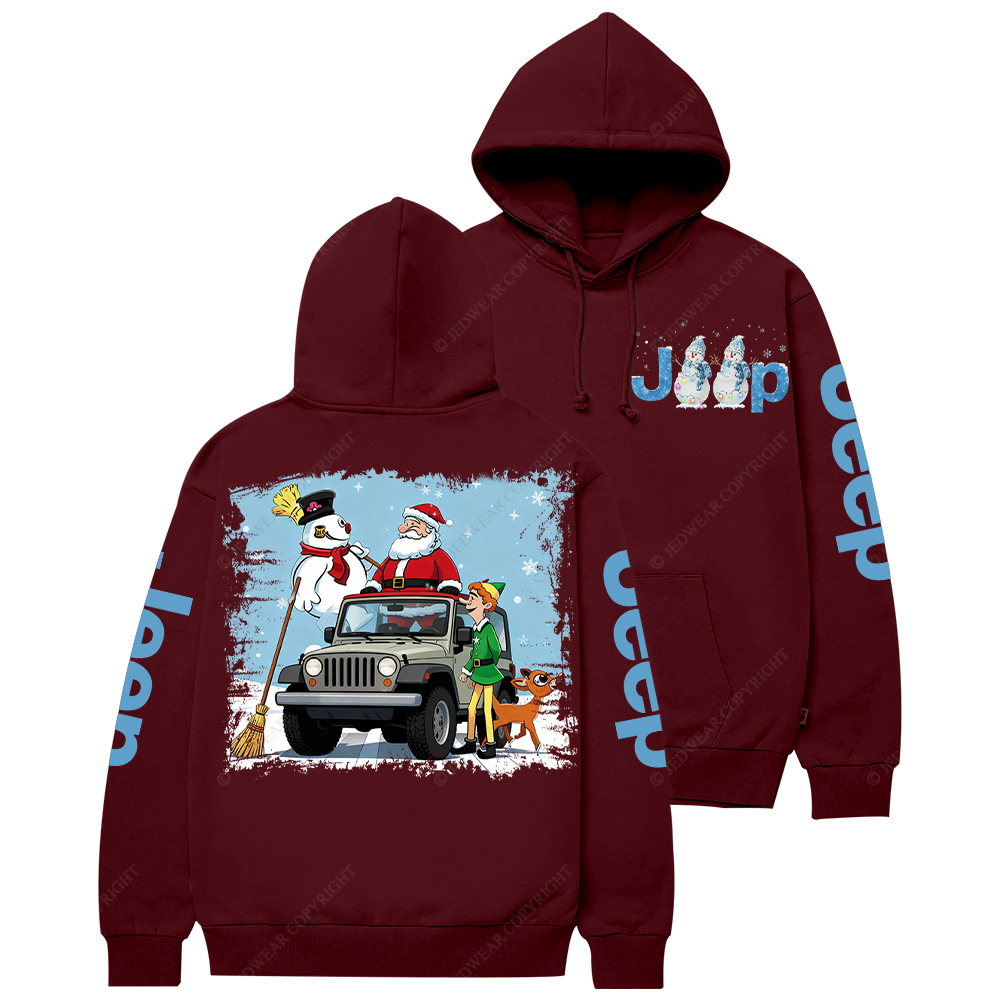 Merry Christmas Santa Claus Elf And Elk Jp Casual Hoodie