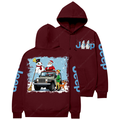 Merry Christmas Santa Claus Elf And Elk Jp Casual Hoodie
