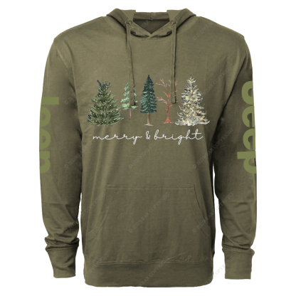 Merry and Bright Christmas Jp Oversized Lightweight Hoodie   