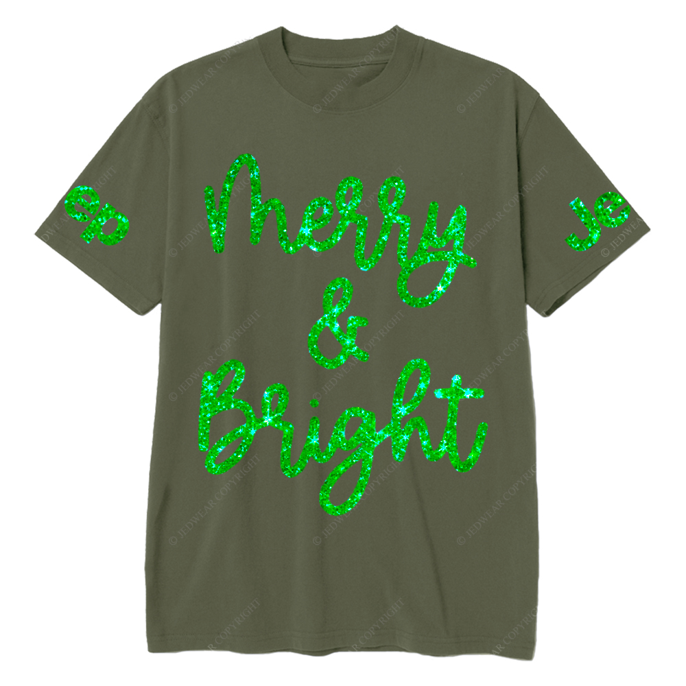 Sparkly Glitter Merry Bright Christmas Jp T-Shirt