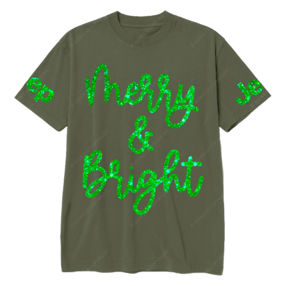 Sparkly Glitter Merry Bright Christmas Jp T-Shirt