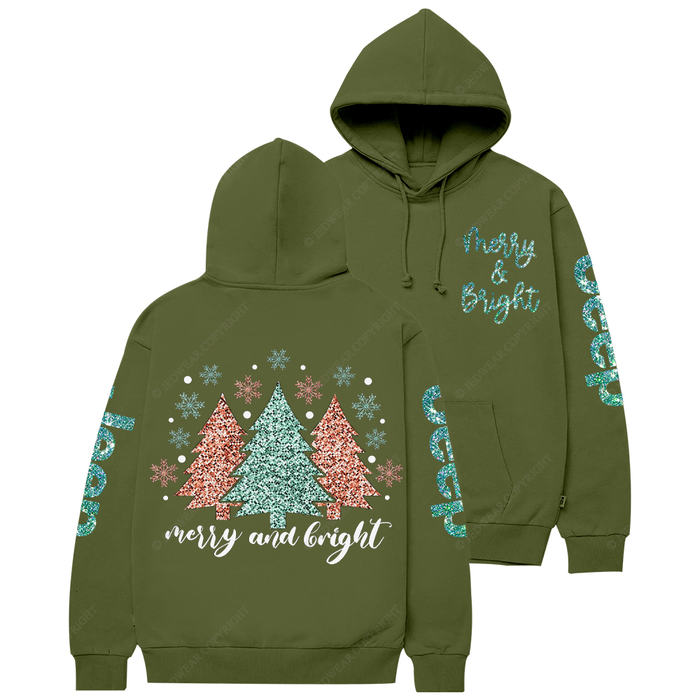 Cute Merry And Bright Christmas Tree Jp Casual Hoodie