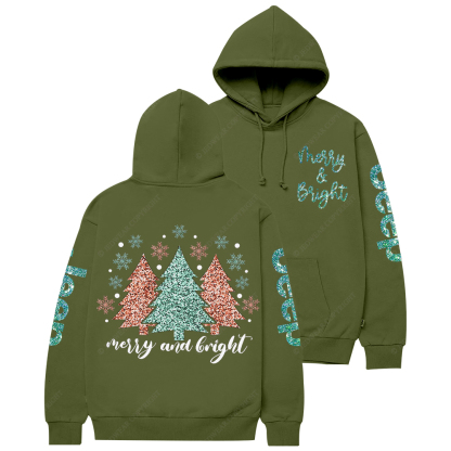 Cute Merry And Bright Christmas Tree Jp Casual Hoodie
