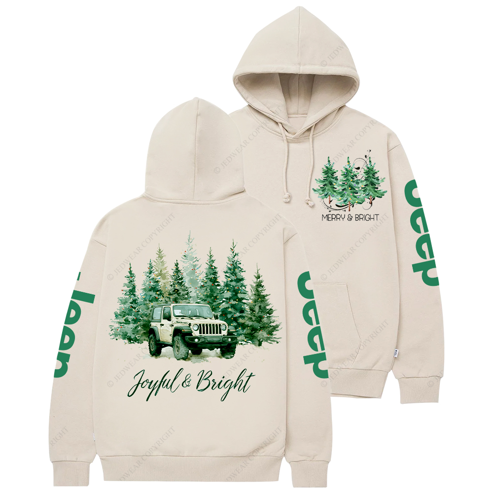 Joyful Merry And Bright Christmas Tree Jp Casual Hoodie