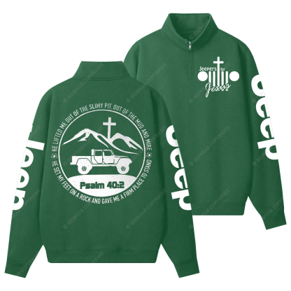 Religion The Lifted Me Out Of The Slimy Pit Psalm 40:2 Jp Half-Zip Jacket Sweatshirt
