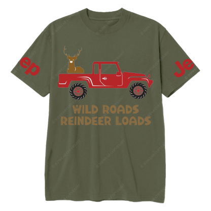 Merry Christmas Wild Roads Reindeer Loads Jp T-Shirt