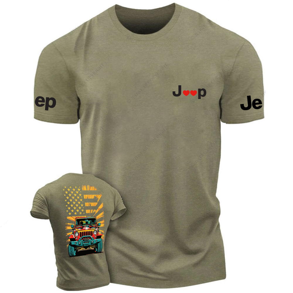 Four-Wheeler American Flag Love Front And Rear Design Jp T-Shirt