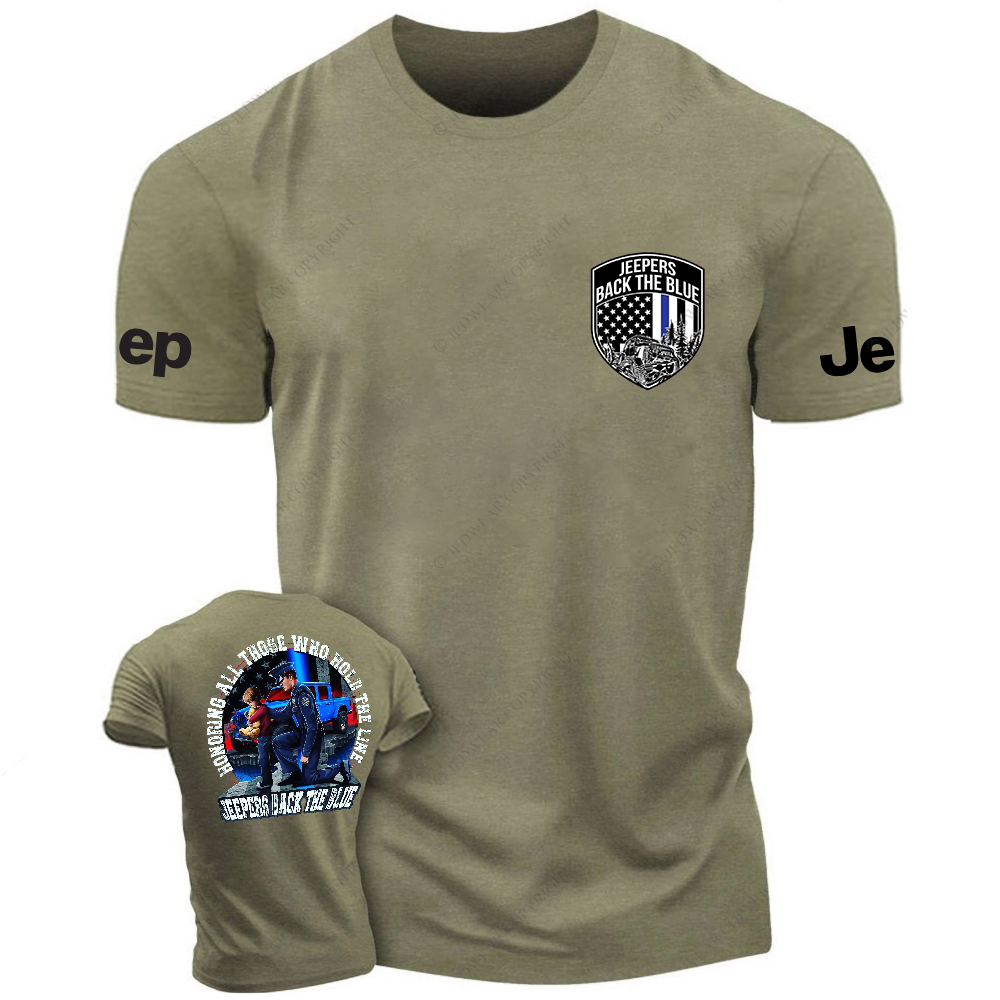 Policeman Honoring All Those Who Hold The Line Jeepers Back The Blue Jp T-Shirt