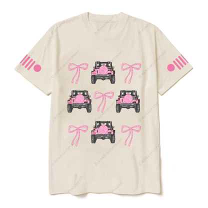 Jp Girl Pink Bow Tie Back View Of Car Jp T-Shirt