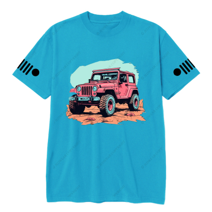Jp Girl Pink Off-Road Vehicle On The Mountain Road T-Shirt