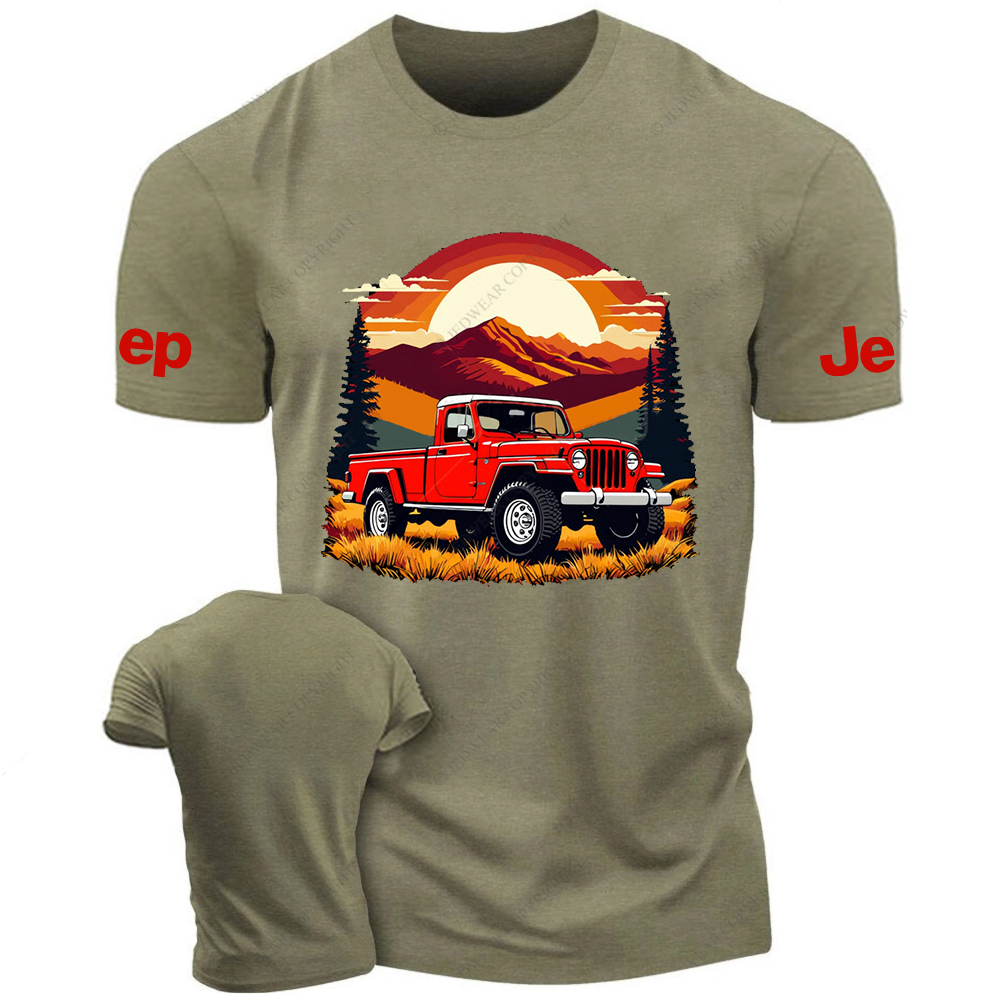 Jp Gladiator Off-Road Vehicle On The Grass At Sunset Mountain T-Shirt