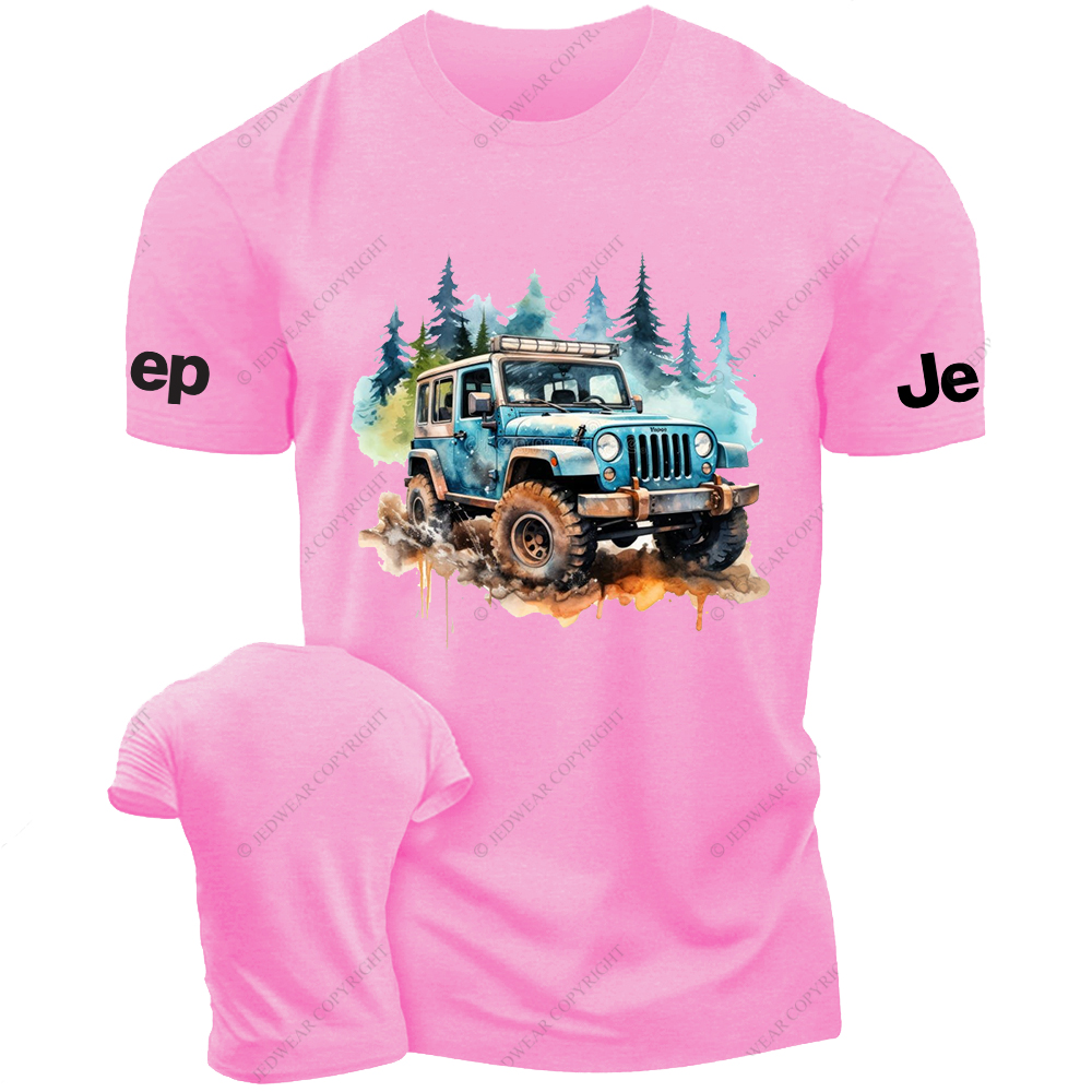 Colorful  Ink Painting Off-Road Vehicle Driving On Muddy Terrain Jp T-Shirt