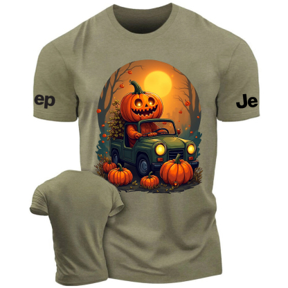 Halloween Pumpkin Man Driving On The Road Jp T-Shirt