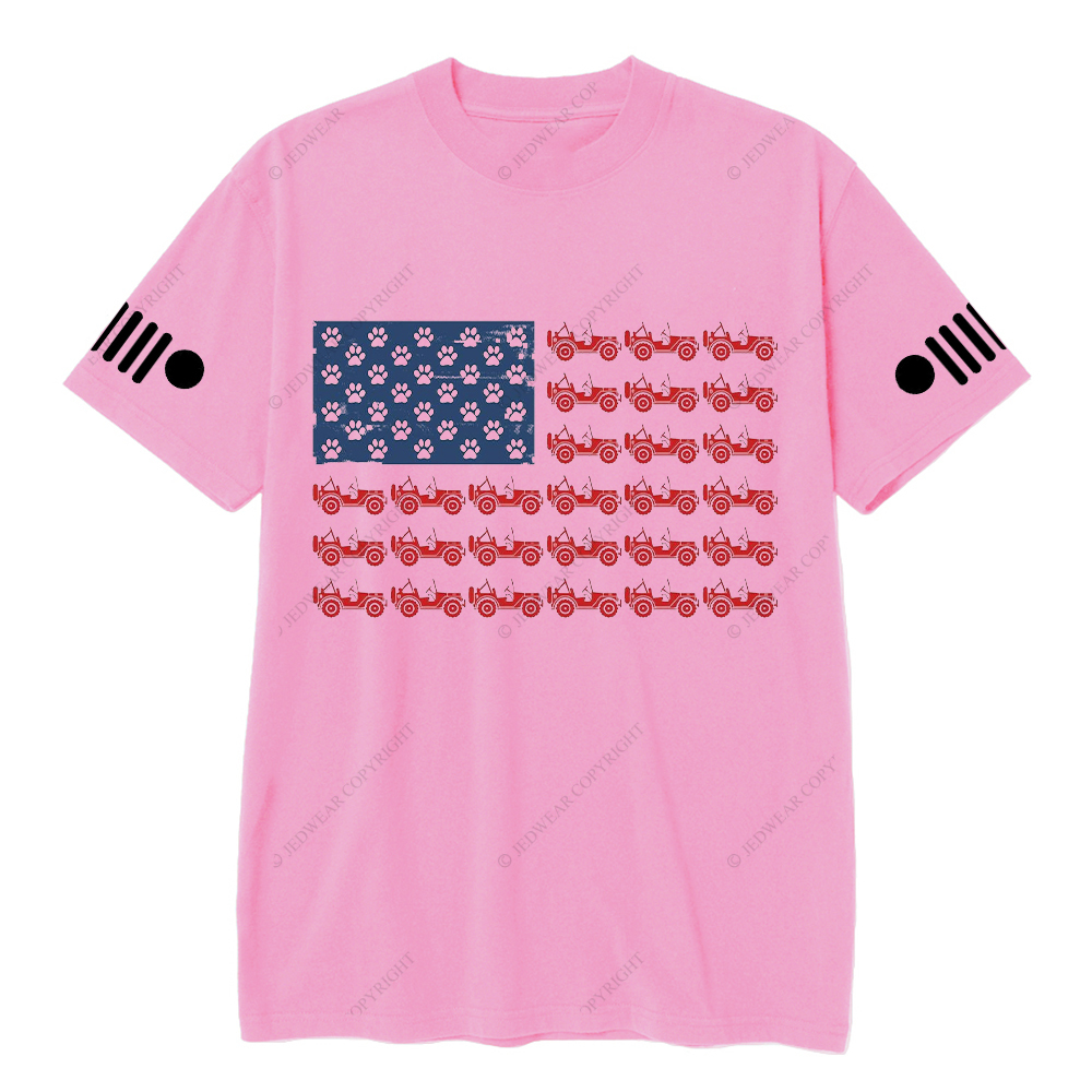 American Flag  Made Of Many Dog Paws And Cars Jp T-Shirt
