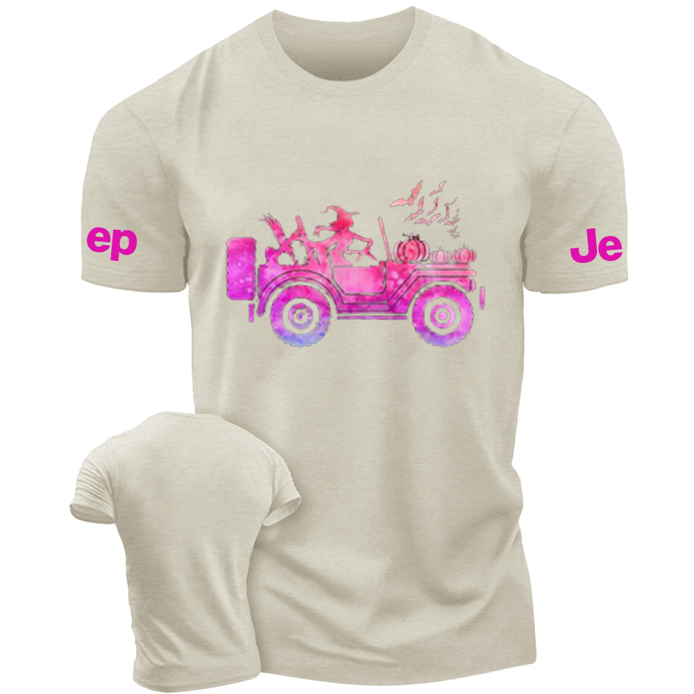 Pumpkin Halloween  Bat  Witch Driving A Car Jp T-Shirt