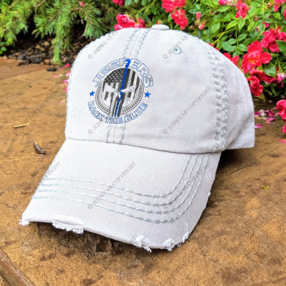 Policeman Jp Back The Blue Police Skull  Jp Baseball Cap
