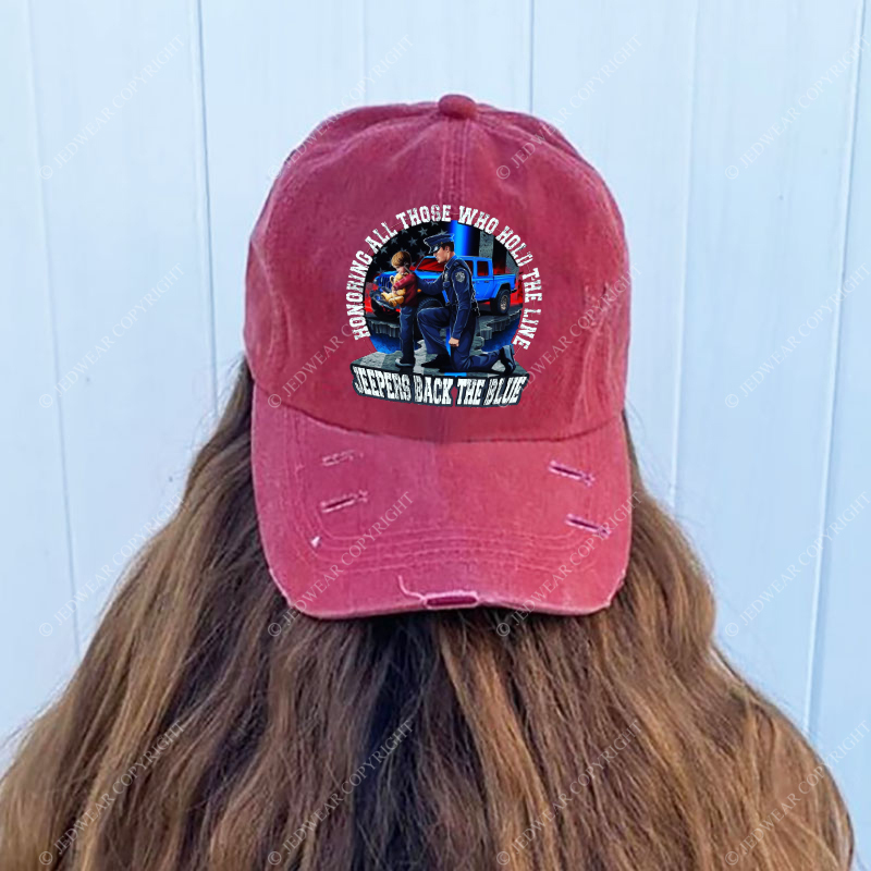 Police Honoring All Those Who Hold The Line Jeepers Back The Blue Jp Baseball Cap