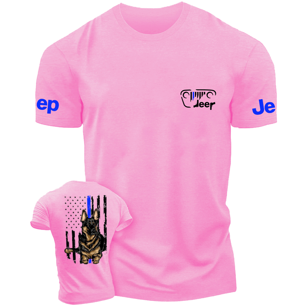 American Flag Police Cordon Gun The Blue Line Police Dog Jp T-Shirt