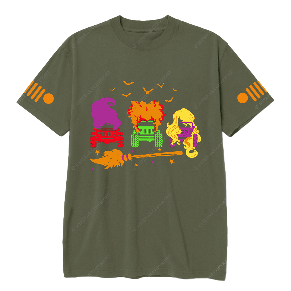 Halloween Three Witches Driving Broom JP T-shirt