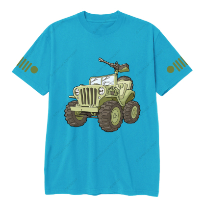 Cartoon Green Four-Wheeled Vehicle Jp T-Shirt