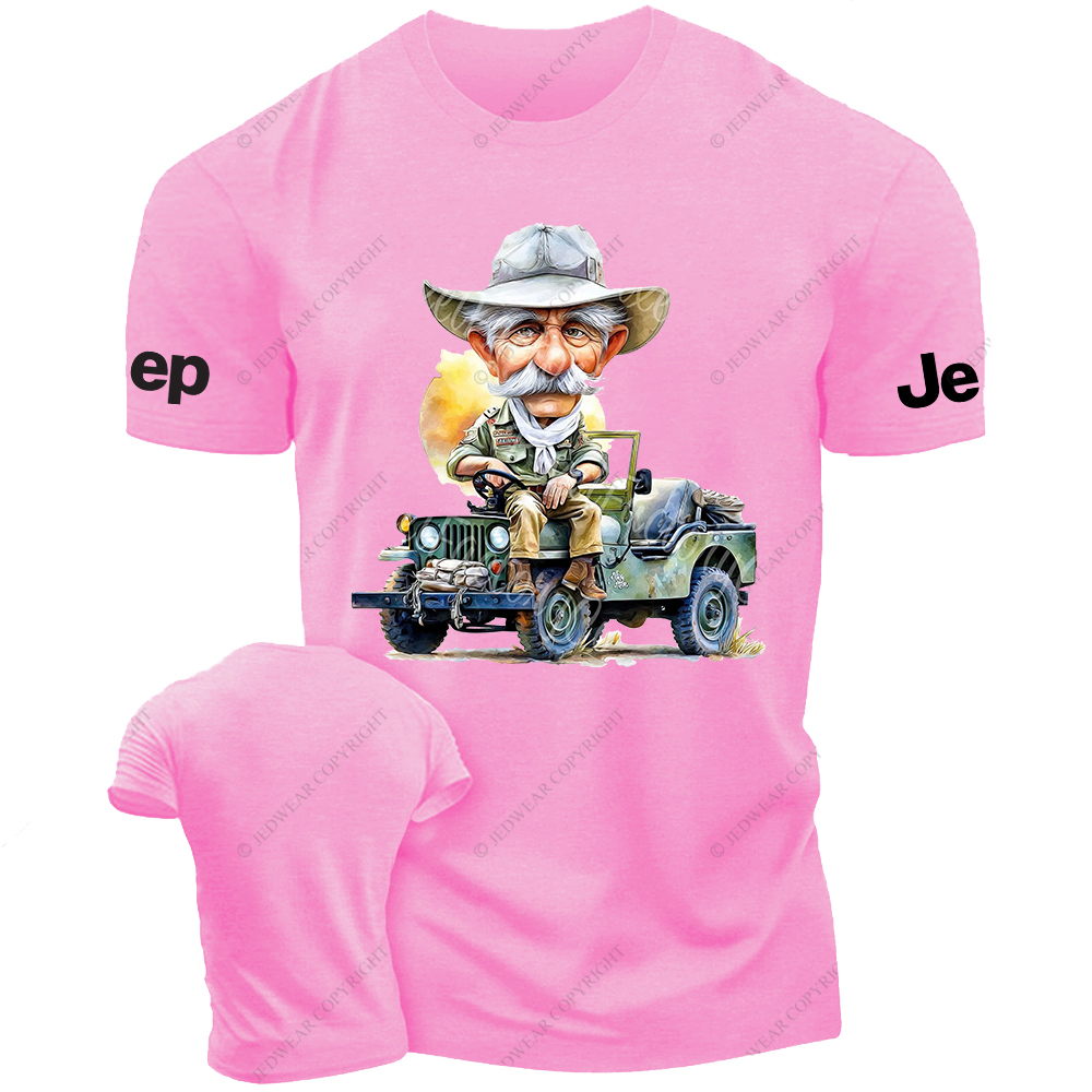 Cartoon Funny The Farmer Sits In The Front Of The Car Jp T-Shirt