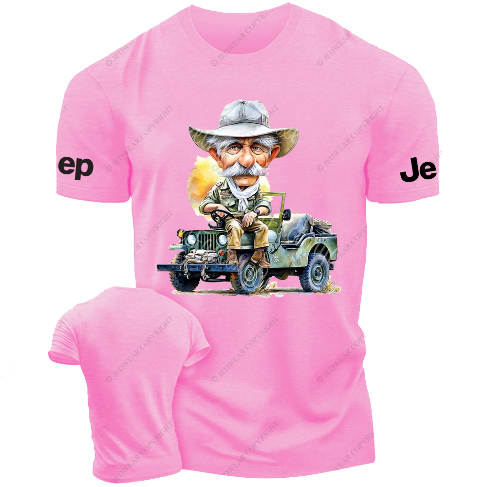 Cartoon Funny The Farmer Sits In The Front Of The Car Jp T-Shirt