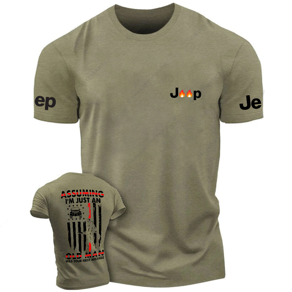 American Flag Firefighter Assuming I'm Just An Old Man Was Your First Mistake Jp T-Shirt