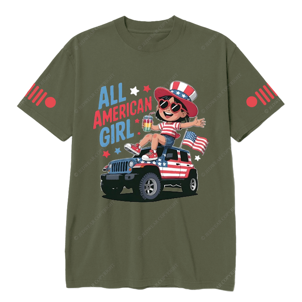 American Flag All American Girl Happily Drinking Juice Jp T-Shirt