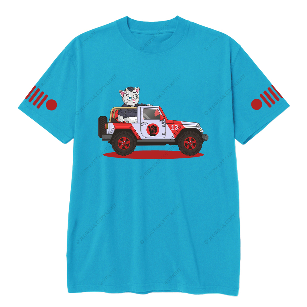 Jurassic Cat Driving On The Road Jp T-Shirt