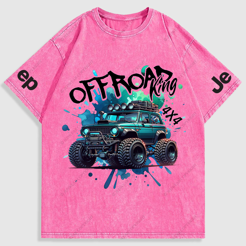 Jp Off Road King 4x4 Colorful  Washed T-Shirt