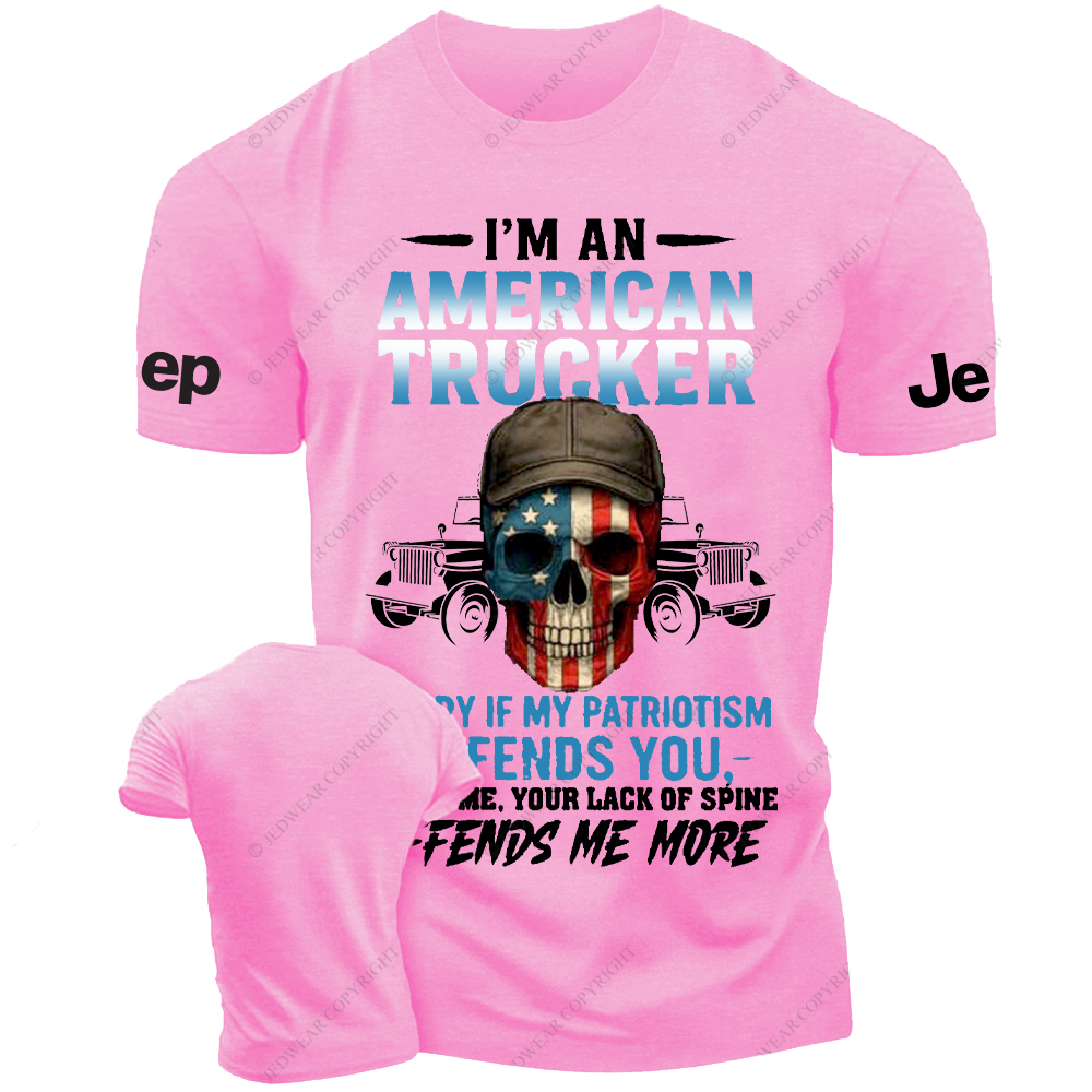 I’m An American Trucker Apparel Patriotic Skull Jp T-Shirt