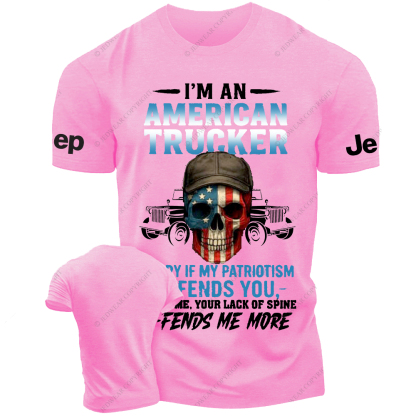 I’m An American Trucker Apparel Patriotic Skull Jp T-Shirt
